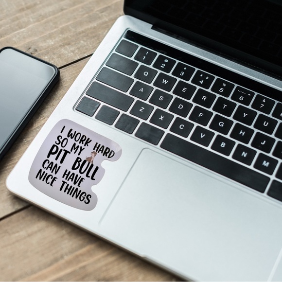 Pit Bull Sticker, Work Hard, Kawaii Decal Pittie APBT Bully, 4 pcs - Picture 5 of 6
